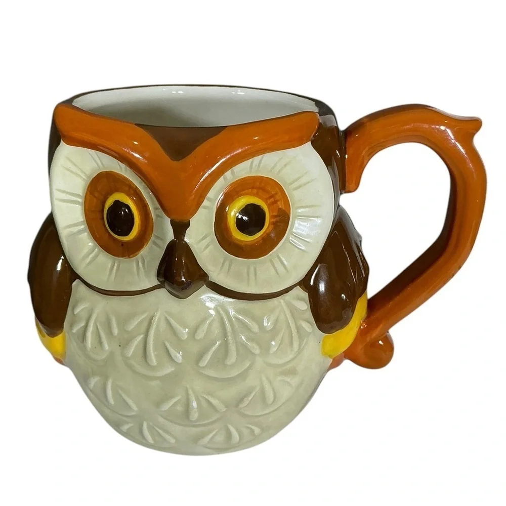 Owl Mug Vintage Heritage Collection Glazed Ceramic Collectible 2 Cup Capacity